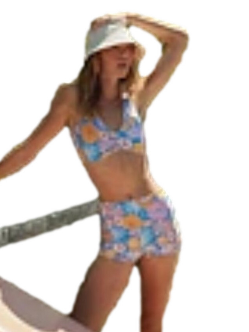 NWT MONTCE Micro High Waist Surf Bottoms Blue Motif Floral Size M - Picture 1 of 5